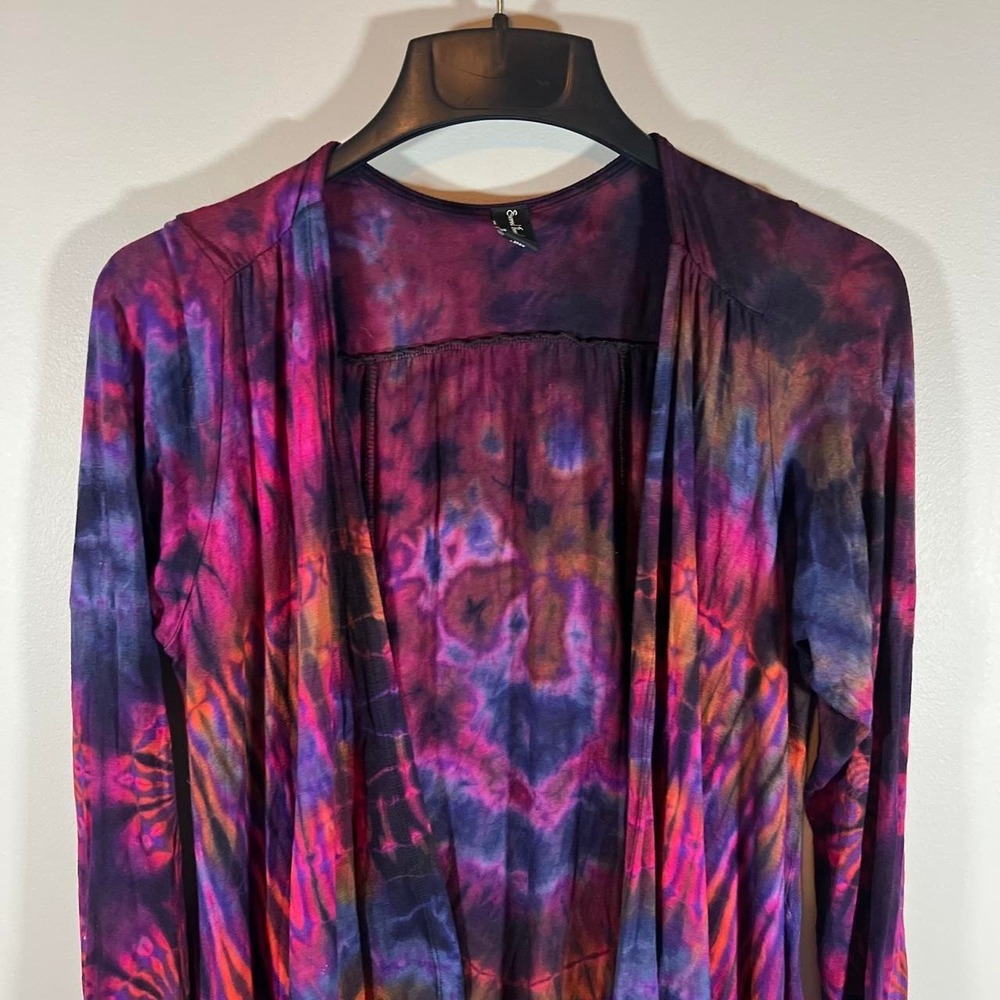 Sacred Threads Boho Arty Fairy Tie Dye Open Front Cardigan OS XL Hippie Festival - Picture 2 of 8